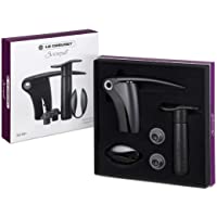 Le Creuset GS901 Set de bomba de vacío y sacacorchos de palanca Cortacápsulas- Policarbonato- Negro
